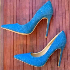 Blue Jean Pointy Toe Heels